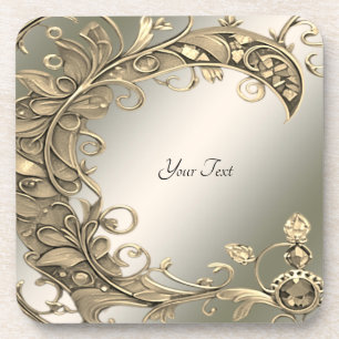 Elegant Gold Decorative Hard Plastic Coaster