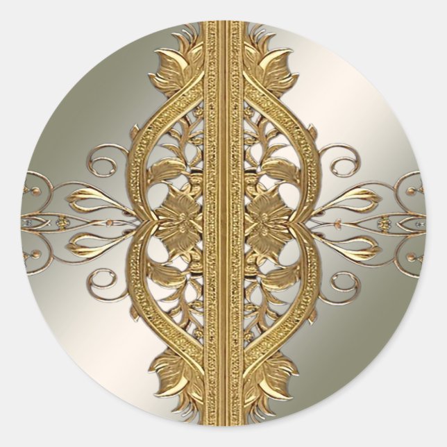 Elegant Gold Decorative Seal Wedding Sticker (Front)