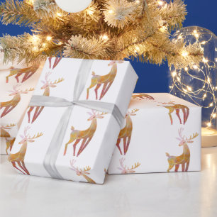 Elegant Gold Deer Christmas Wrapping Paper