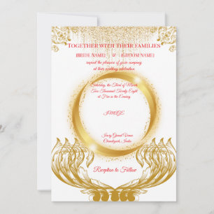 Elegant Gold Design Wedding Invitation on White