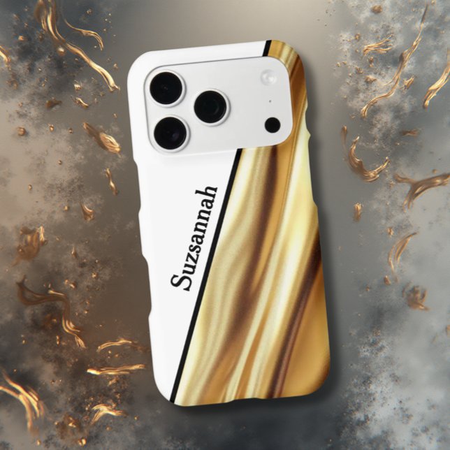 Elegant Gold Diagonal and White  (back side iPhone 17 template case)