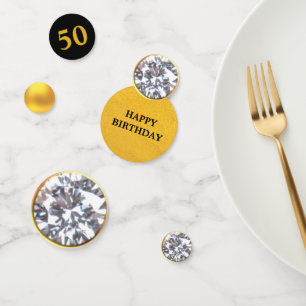 Elegant Gold & Diamond 40th, 50th, 60th Birthday Confetti