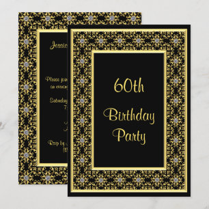 Elegant Gold, Diamond Gem's 60th Birthday Invitation