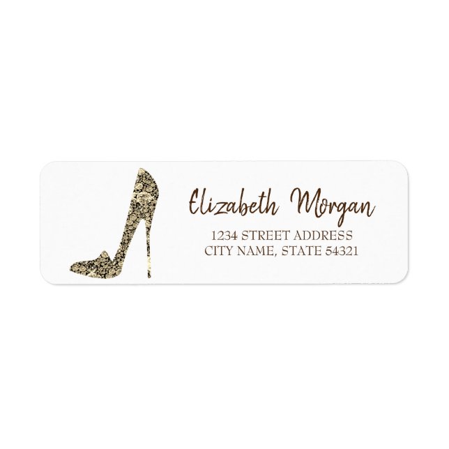 Elegant, Gold Diamond High Heels Address Label (Front)
