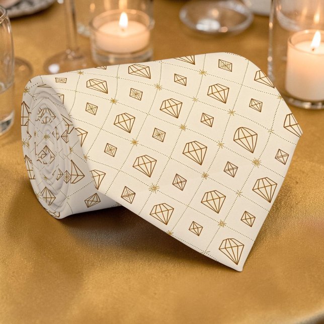 Elegant Gold Diamond Pattern Custom Necktie (Creator Uploaded)