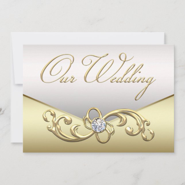 Elegant Gold Diamond Swirl Wedding Invitation (Front)