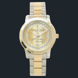 Elegant Gold Diamonds 50th Wedding Anniversary  Watch<br><div class="desc">Opulent elegance frames this wedding anniversary design in a unique scalloped diamond design with centre teardrop diamond with faux added sparkles on a gold-tone gradient. Please note that all embellishments are printed and are only made to appear as real as possible in a flat, printed design. This includes any metallic...</div>