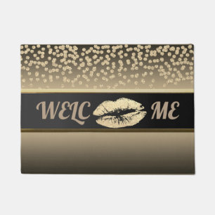 Elegant Gold Diamonds-Glittery Lip-Personalized Doormat
