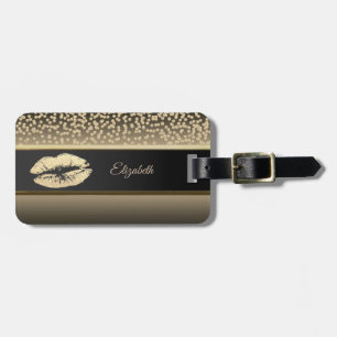 Elegant Gold Diamonds-Glittery Lip-Personalized Luggage Tag