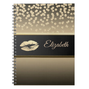 Elegant Gold Diamonds-Glittery Lip-Personalized Notebook