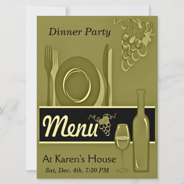 Elegant Gold Dinner Party Invitations (Front)