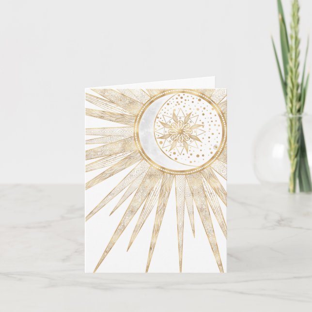 Elegant Gold Doodles Sun Moon Mandala Design (Devant)