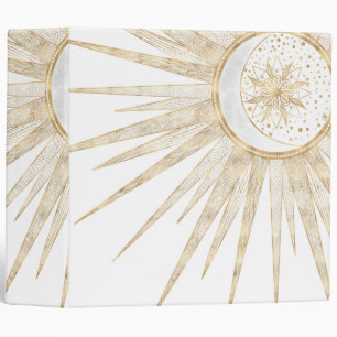 Elegant Gold Doodles Sun Moon Mandala Design Binder