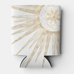 Elegant Gold Doodles Sun Moon Mandala Design Can Cooler