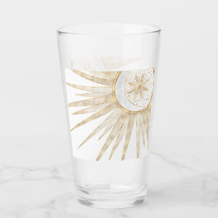 Elegant Gold Doodles Sun Moon Mandala Design Glass
