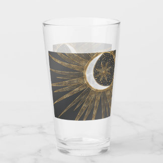 Elegant Gold Doodles Sun Moon Mandala Design Glass