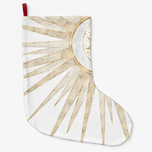 Elegant Gold Doodles Sun Moon Mandala Design Large Christmas Stocking