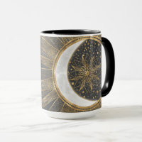 Elegant Gold Doodles Sun Moon Mandala Design