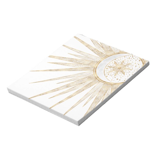 Elegant Gold Doodles Sun Moon Mandala Design Notepad (Rotated)