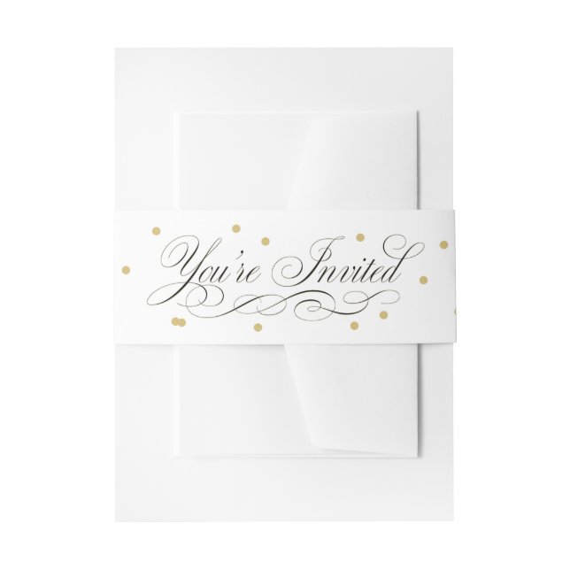 Elegant Gold Dot Belly Band Invitation Belly Band (Front Example)