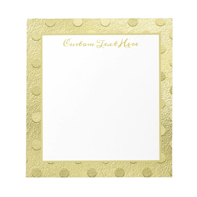 Elegant Gold Dot Pattern Glam Personalized Notepad (Front)