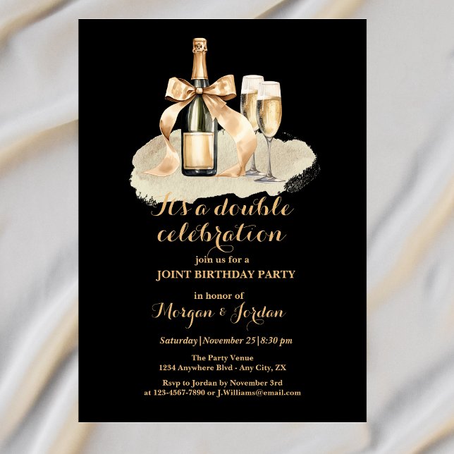 Elegant Gold Double Celebration Joint Birthday Invitation (Creator Uploaded)