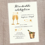 Elegant Gold Double Celebration Joint Birthday Invitation<br><div class="desc">"Elegant classic, and full of meaning — this joint birthday party Welcome sign is designed to help you celebrate a festive party. The pastel white background and sleek toasting champagne glasses and ice bucket with bottle bring a warm feel, while the phrase “It's a Double Celebration” adds heart. A stylish...</div>