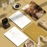 Elegant Gold Dove Save The Date Card