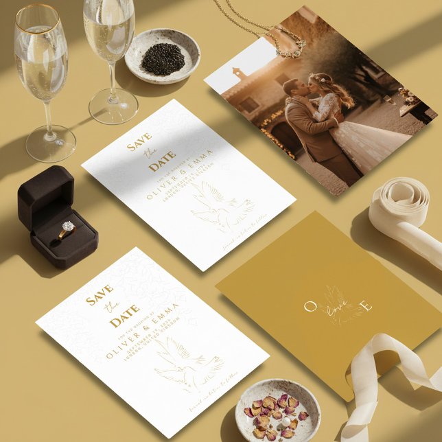 Elegant Gold Dove Save The Date Card (Creator Uploaded)