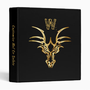 Elegant Gold Dragon Head Initial Fantasy Binder