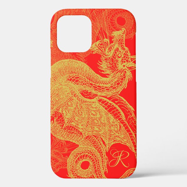 Elegant Gold Dragon Monogram Case-Mate iPhone Case (Back)