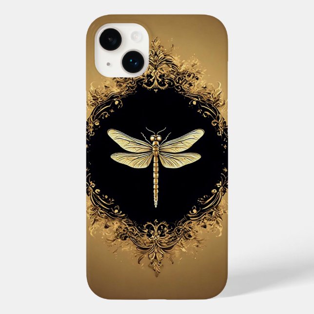 Elegant Gold Dragonfly Illustration Case-Mate iPhone Case (Back)