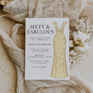 Elegant Gold Dress Womans 60th Birthday Party Invitation