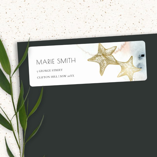 ELEGANT GOLD DUSKY BLUE BEACHY STARFISH ADDRESS (Creator Uploaded)