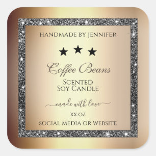 Elegant Gold Effect Silver Glitter Product Labels