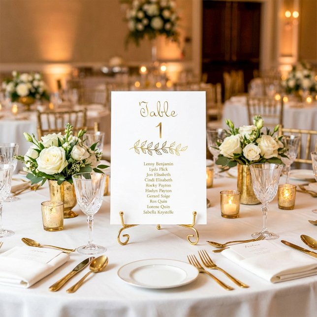 Elegant Gold effect Table Number 1 Seating Chart (Creator Uploaded)
