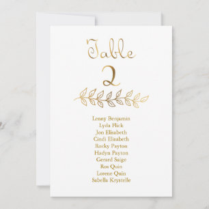 Elegant Gold effect Table Number 2 Seating Chart