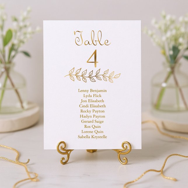 Elegant Gold effect Table Number 4 Seating Chart (Elegant Gold effect Table Number 4 Seating Chart.)