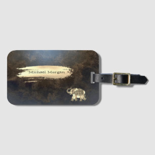 Elegant Gold Elephant,Brush Stroke,Leather Look    Luggage Tag