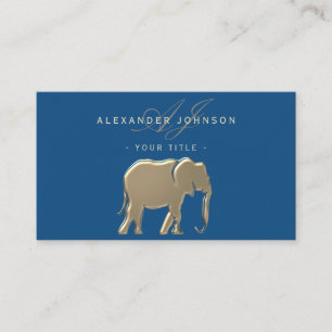 Elegant Gold Elephant Classic Blue Professional Business Card