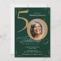 Elegant Gold Emerald Green 50th Birthday