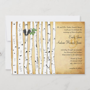 Elegant Gold Enchanted Forest Birch Tree Wedding Invitation