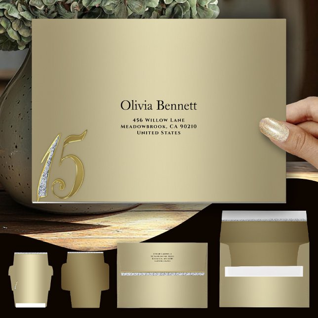 Elegant Gold Envelope With Number 15 Milestone  (Creator Uploaded)