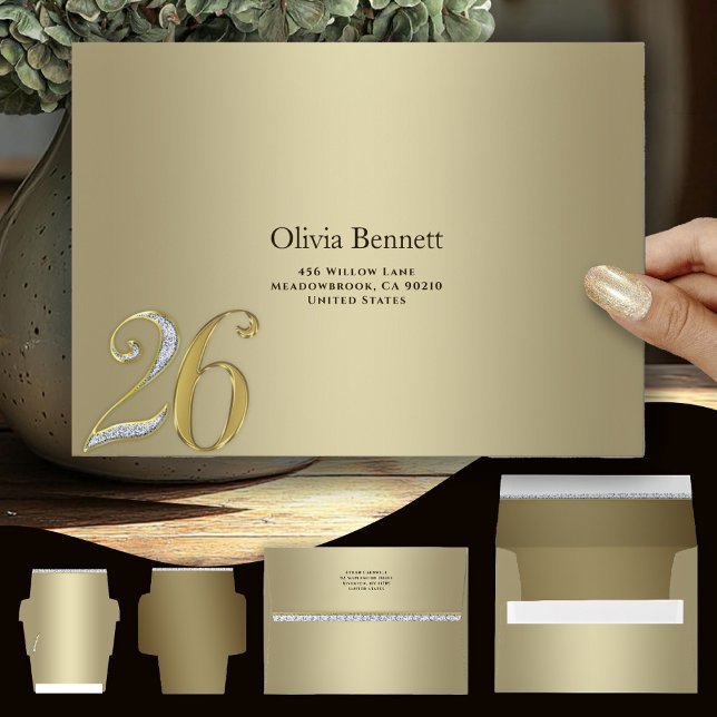 Elegant Gold Envelope With Number 26 Milestone  (Creator Uploaded)