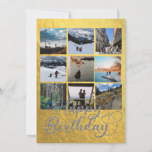 Elegant Gold et Silver Neuf Photo Carte Anniversai