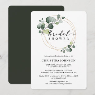Elegant Gold Eucalyptus Bridal Shower Invitation