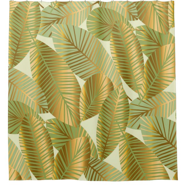 elegant gold exotic leaves seamless pattern on blu (Front)