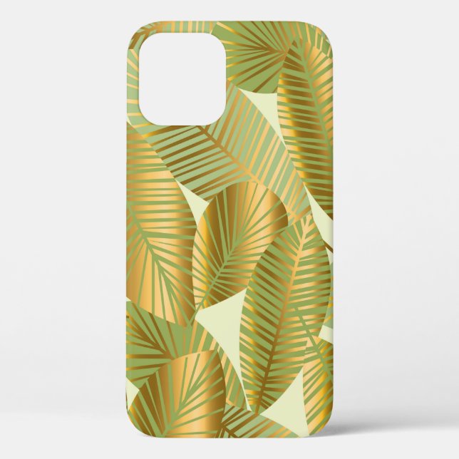 elegant gold exotic leaves seamless pattern on blu Case-Mate iPhone case (Back)