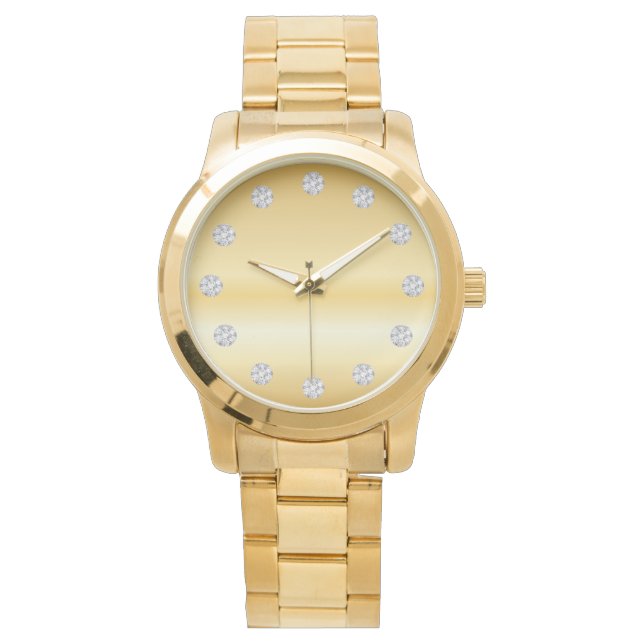 Elegant Gold Face And Diamonds Watch (Front)
