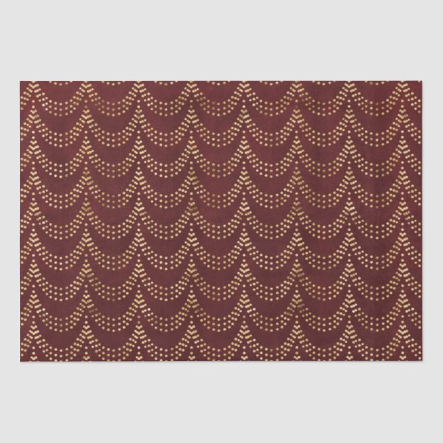 Elegant Gold Fairy Lights Rustic Red Christmas  Tissue Paper (Front)